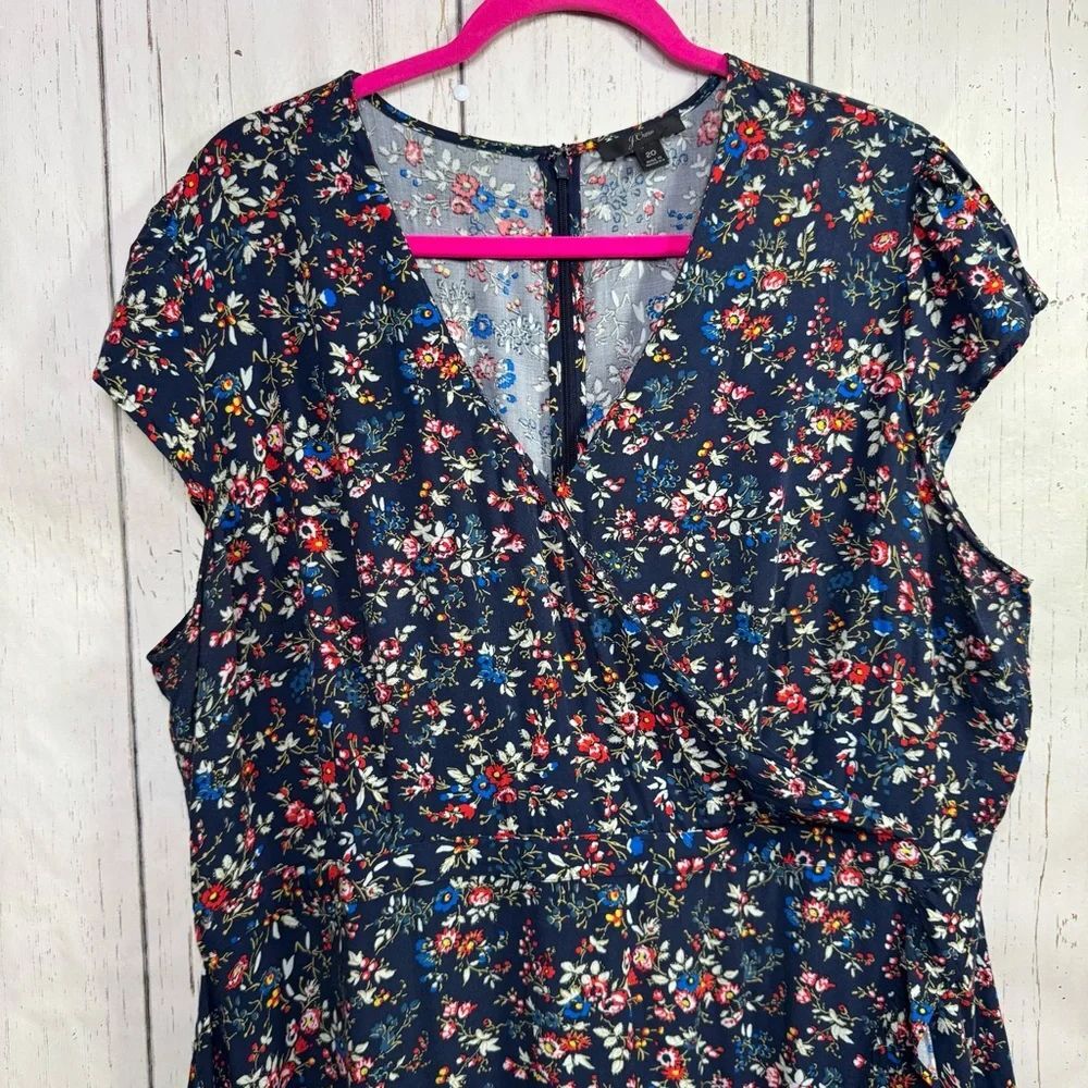 J.Crew Navy Floral Ruffle Mini Dress Romantic Cottagecore Soft Feminine - Picture 3 of 16